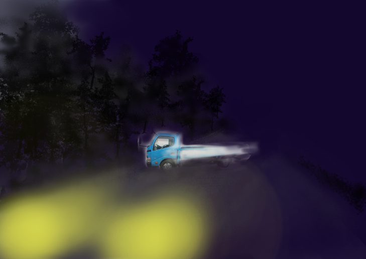 青いトラック